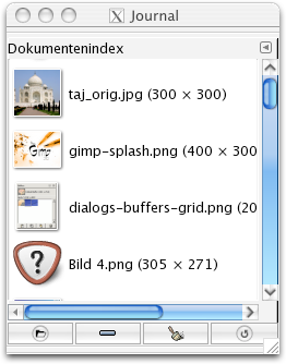 Ansicht des Dialoges Dokumentenindex